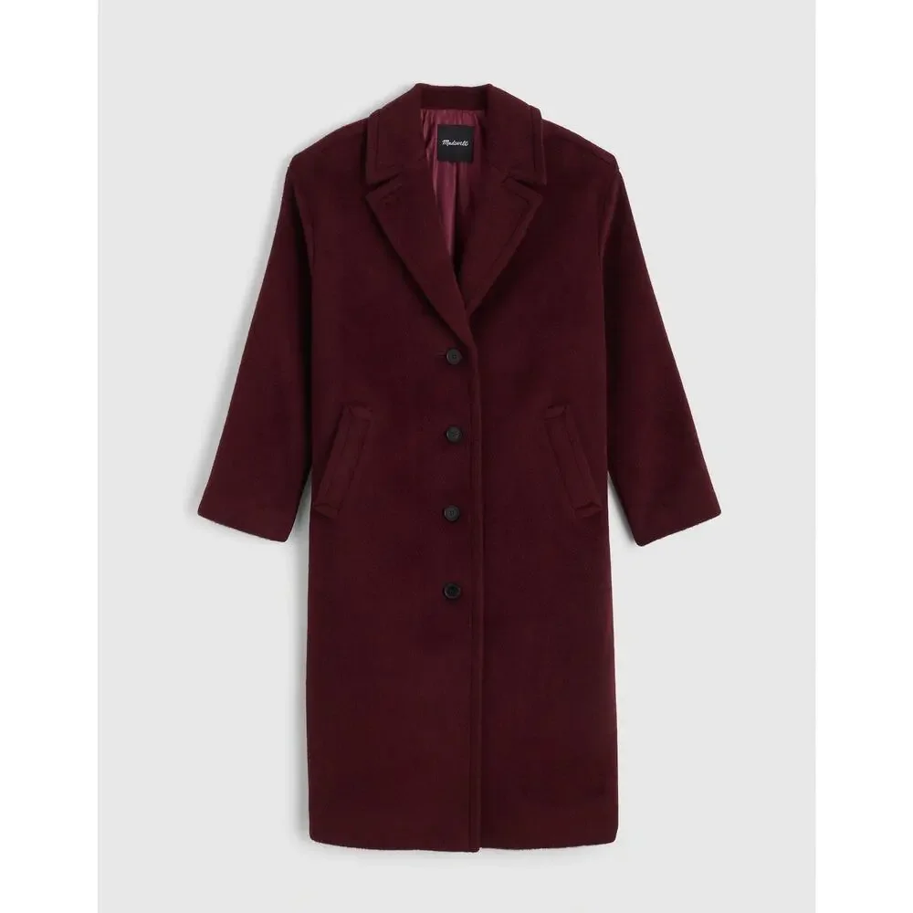 Madewell Women's The Alonzo Wool Alpaca Blend Coat Smoked Claret Size XL NWT